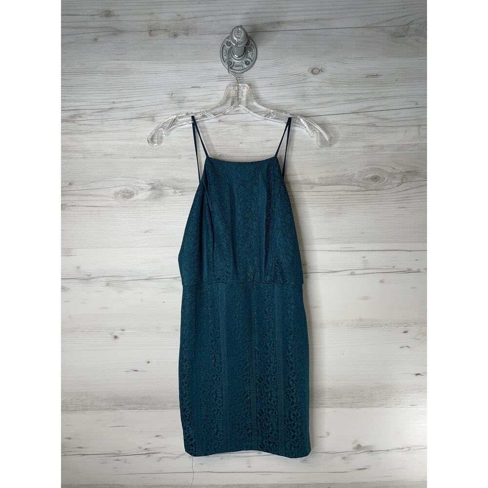 Windsor Dress Womens Small Teal Lace Bodycon Mini Adjustable Straps Back Zipper